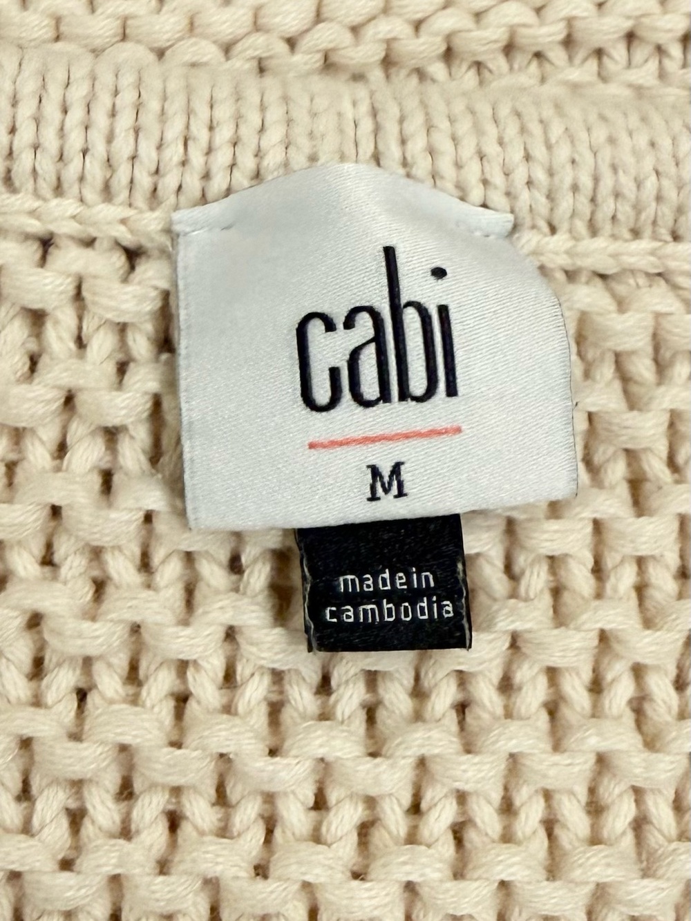 Cabi 6596 SANDBAR Pullover Cream Open Knit Slouchy Tie Front Sweater - Picture 14 of 15